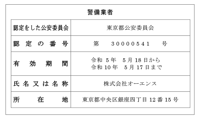 警備業者認定標識